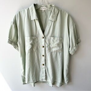 Wonderly women’s linen & lyocell button down short sleeved blouse